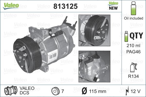 Valeo 813125 - Compressore, Climatizzatore www.autoricambit.com