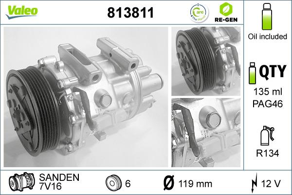 Valeo 813811 - Compressore, Climatizzatore www.autoricambit.com