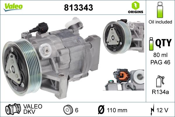 Valeo 813343 - Compressore, Climatizzatore www.autoricambit.com