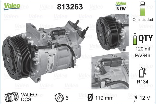 Valeo 813263 - Compressore, Climatizzatore www.autoricambit.com