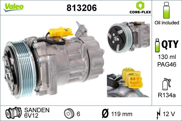 Valeo 813206 - Compressore, Climatizzatore www.autoricambit.com