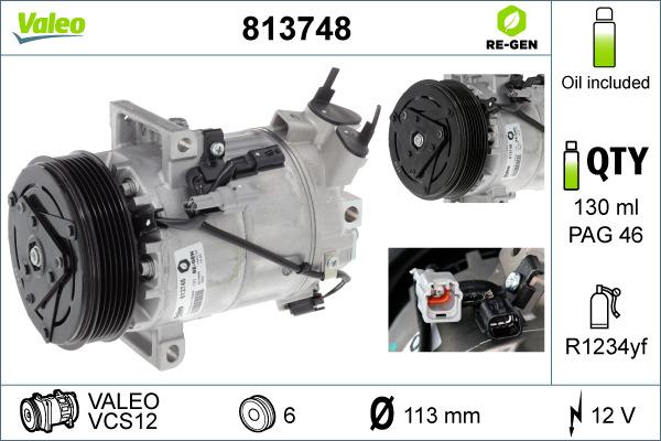 Valeo 813748 - Compressore, Climatizzatore www.autoricambit.com