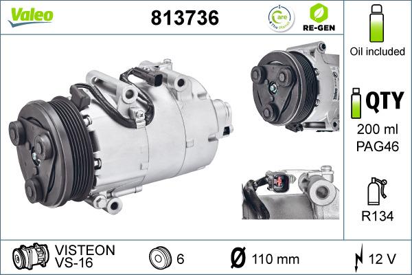 Valeo 813736 - Compressore, Climatizzatore www.autoricambit.com