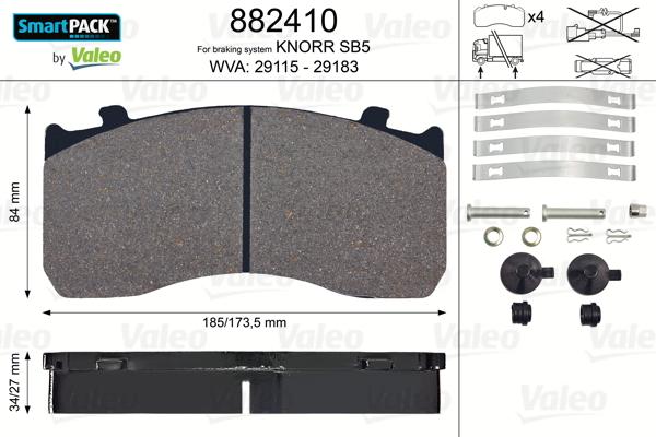 Valeo 882410 - Kit pastiglie freno, Freno a disco www.autoricambit.com