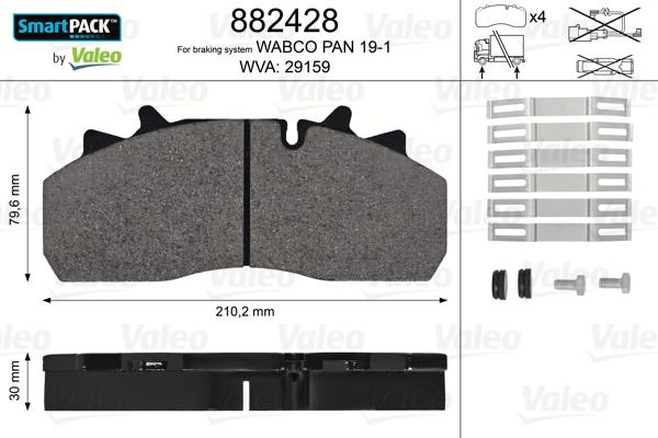 Valeo 882428 - Kit pastiglie freno, Freno a disco www.autoricambit.com