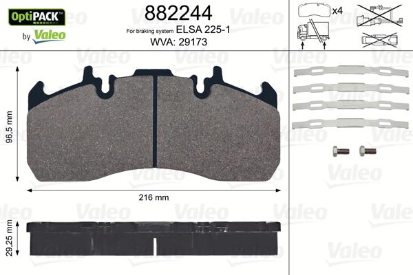 Valeo 882244 - Kit pastiglie freno, Freno a disco www.autoricambit.com