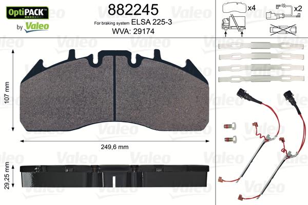 Valeo 882245 - Kit pastiglie freno, Freno a disco www.autoricambit.com