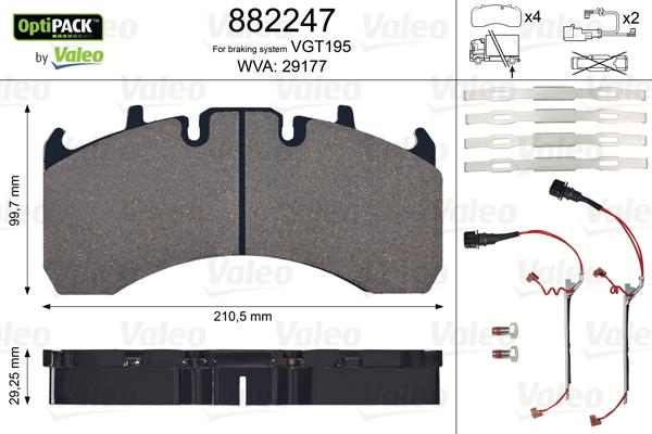 Valeo 882247 - Kit pastiglie freno, Freno a disco www.autoricambit.com