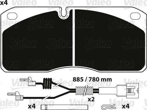 Valeo 882255 - Kit pastiglie freno, Freno a disco www.autoricambit.com