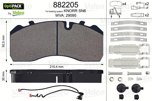 Valeo 882205 - Kit pastiglie freno, Freno a disco www.autoricambit.com