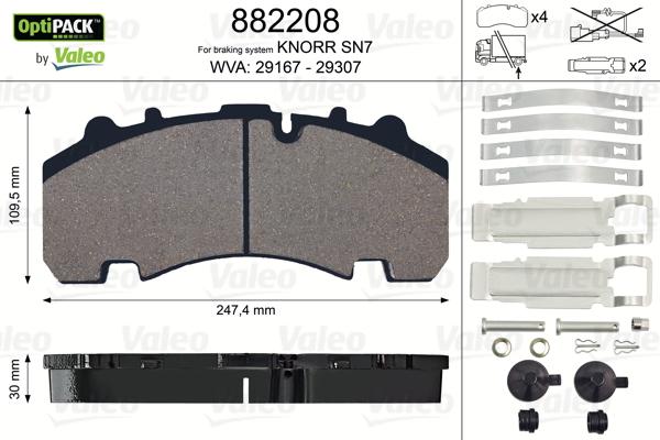 Valeo 882208 - Kit pastiglie freno, Freno a disco www.autoricambit.com