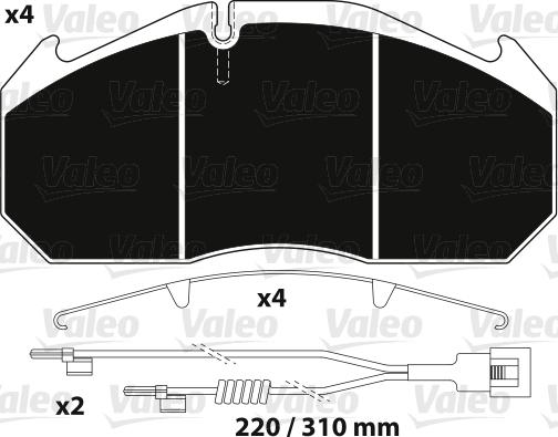 Valeo 882215 - Kit pastiglie freno, Freno a disco www.autoricambit.com