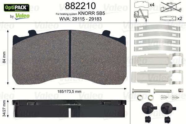 Valeo 882210 - Kit pastiglie freno, Freno a disco www.autoricambit.com