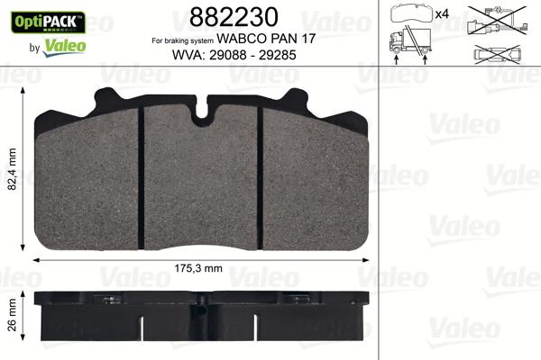 Valeo 882230 - Kit pastiglie freno, Freno a disco www.autoricambit.com