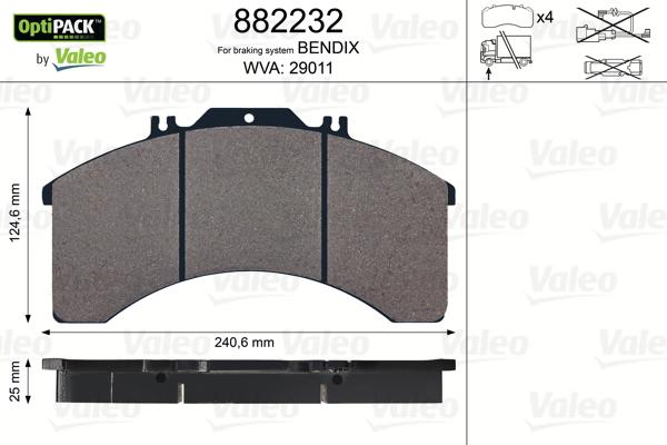 Valeo 882232 - Kit pastiglie freno, Freno a disco www.autoricambit.com