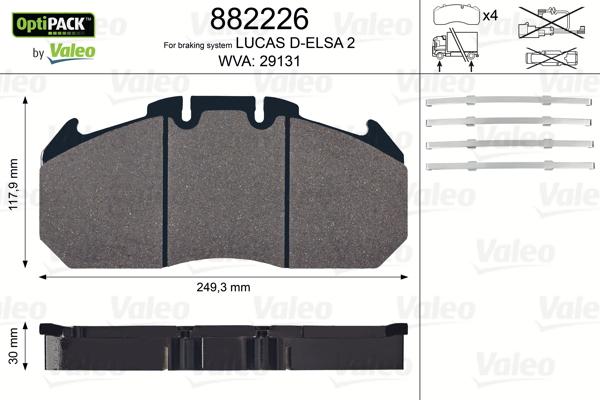 Valeo 882226 - Kit pastiglie freno, Freno a disco www.autoricambit.com