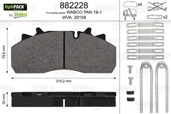 Valeo 882228 - Kit pastiglie freno, Freno a disco www.autoricambit.com