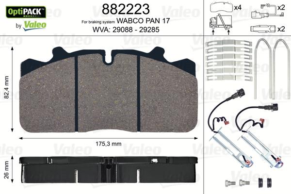 Valeo 882223 - Kit pastiglie freno, Freno a disco www.autoricambit.com