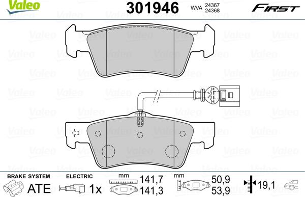 Valeo 301946 - Kit pastiglie freno, Freno a disco www.autoricambit.com