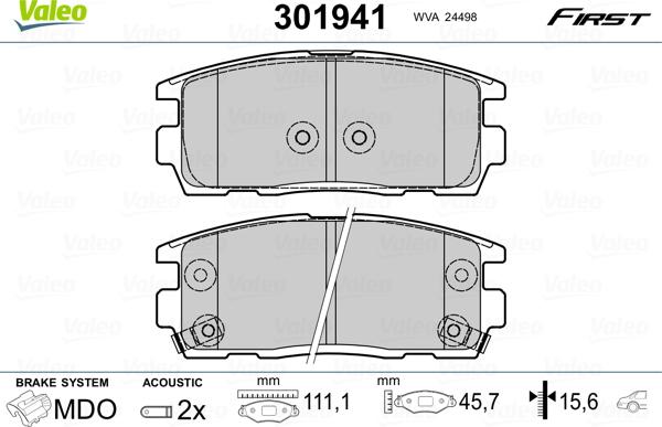 Valeo 301941 - Kit pastiglie freno, Freno a disco www.autoricambit.com