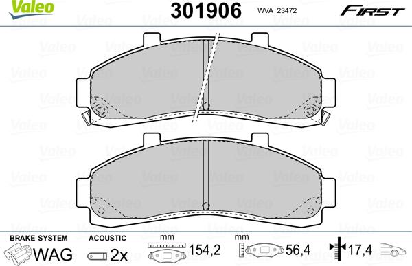 Valeo 301906 - Kit pastiglie freno, Freno a disco www.autoricambit.com