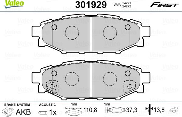 Valeo 301929 - Kit pastiglie freno, Freno a disco www.autoricambit.com