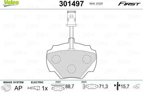 Valeo 301497 - Kit pastiglie freno, Freno a disco www.autoricambit.com