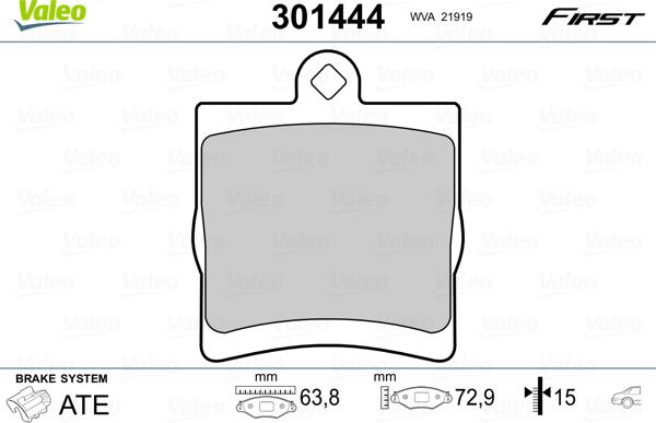 Valeo 301444 - Kit pastiglie freno, Freno a disco www.autoricambit.com