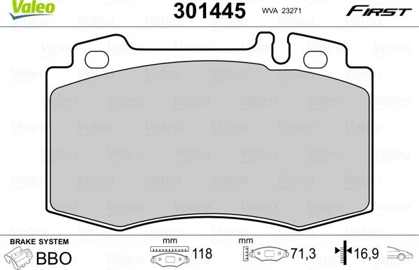 Valeo 301445 - Kit pastiglie freno, Freno a disco www.autoricambit.com