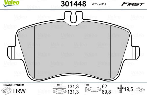 Valeo 301448 - Kit pastiglie freno, Freno a disco www.autoricambit.com