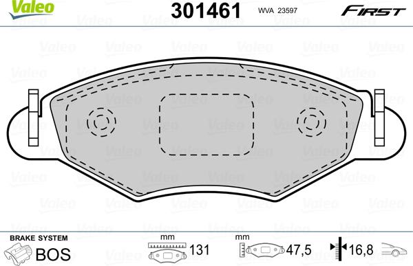 Valeo 301461 - Kit pastiglie freno, Freno a disco www.autoricambit.com