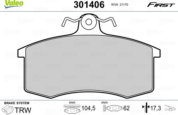 Valeo 301406 - Kit pastiglie freno, Freno a disco www.autoricambit.com