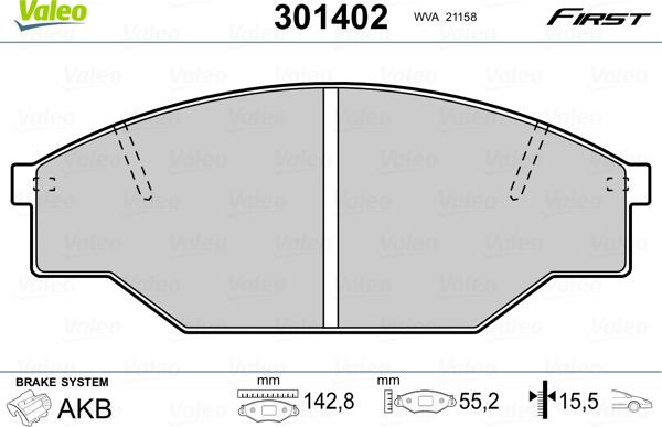 Valeo 301402 - Kit pastiglie freno, Freno a disco www.autoricambit.com