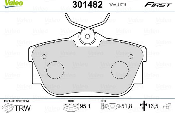 Valeo 301482 - Kit pastiglie freno, Freno a disco www.autoricambit.com