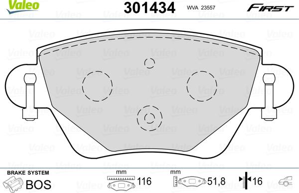 Valeo 301434 - Kit pastiglie freno, Freno a disco www.autoricambit.com