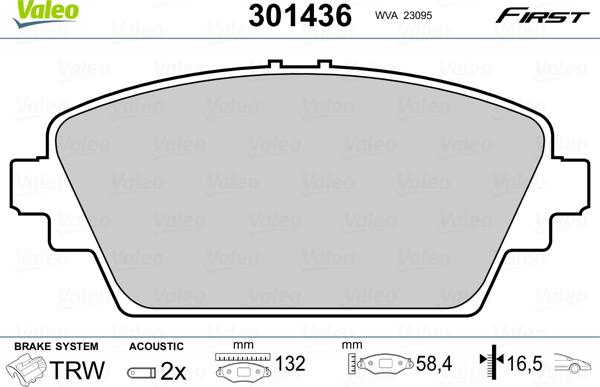 Valeo 301436 - Kit pastiglie freno, Freno a disco www.autoricambit.com