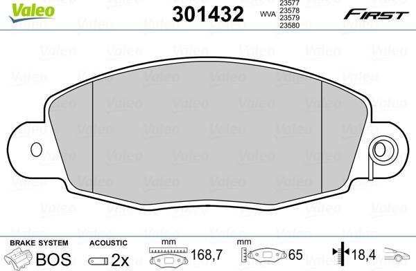 Valeo 301432 - Kit pastiglie freno, Freno a disco www.autoricambit.com