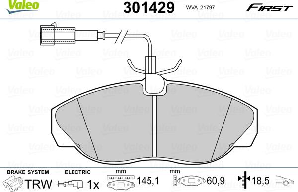 Valeo 301429 - Kit pastiglie freno, Freno a disco www.autoricambit.com