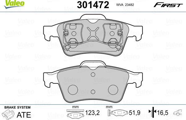 Valeo 301472 - Kit pastiglie freno, Freno a disco www.autoricambit.com