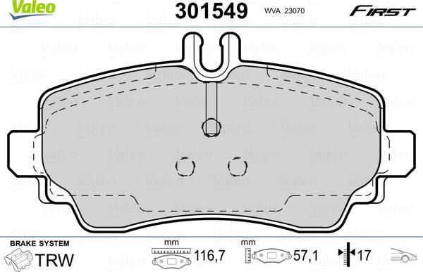 Valeo 301549 - Kit pastiglie freno, Freno a disco www.autoricambit.com