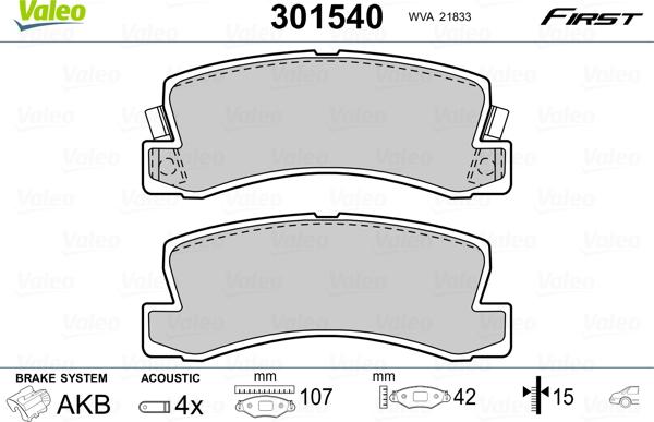 Valeo 301540 - Kit pastiglie freno, Freno a disco www.autoricambit.com