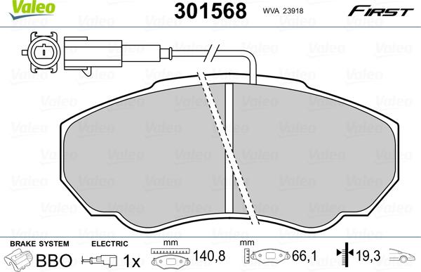 Valeo 301568 - Kit pastiglie freno, Freno a disco www.autoricambit.com