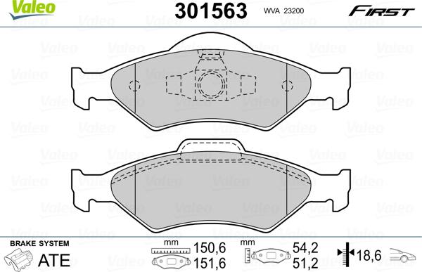 Valeo 301563 - Kit pastiglie freno, Freno a disco www.autoricambit.com