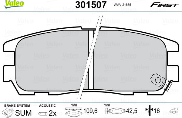 Valeo 301507 - Kit pastiglie freno, Freno a disco www.autoricambit.com