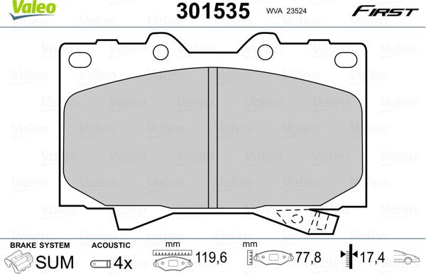 Valeo 301535 - Kit pastiglie freno, Freno a disco www.autoricambit.com