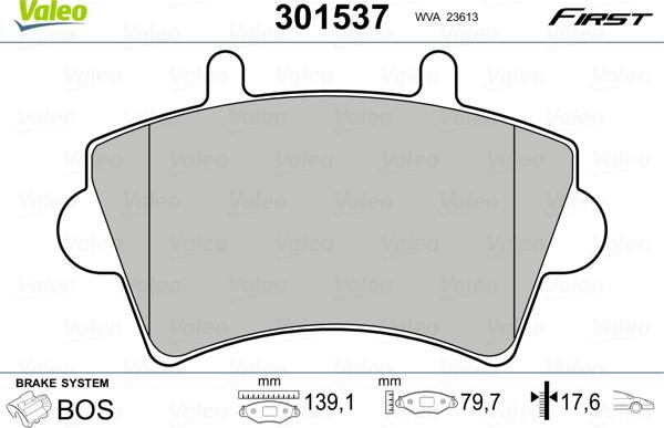 Valeo 301537 - Kit pastiglie freno, Freno a disco www.autoricambit.com