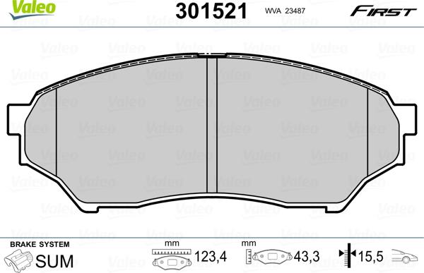 Valeo 301521 - Kit pastiglie freno, Freno a disco www.autoricambit.com