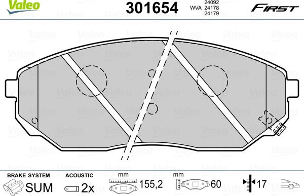 Valeo 301654 - Kit pastiglie freno, Freno a disco www.autoricambit.com