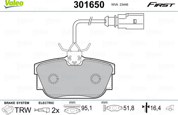 Valeo 301650 - Kit pastiglie freno, Freno a disco www.autoricambit.com