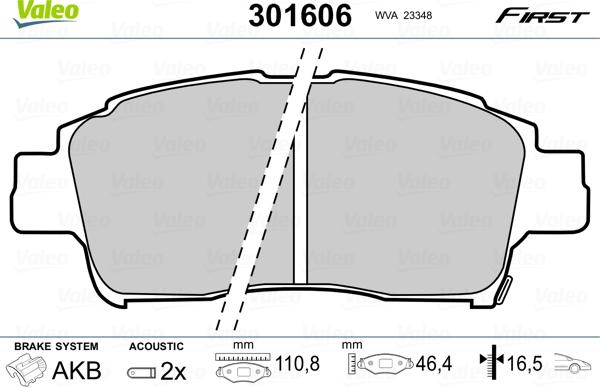 Valeo 301606 - Kit pastiglie freno, Freno a disco www.autoricambit.com